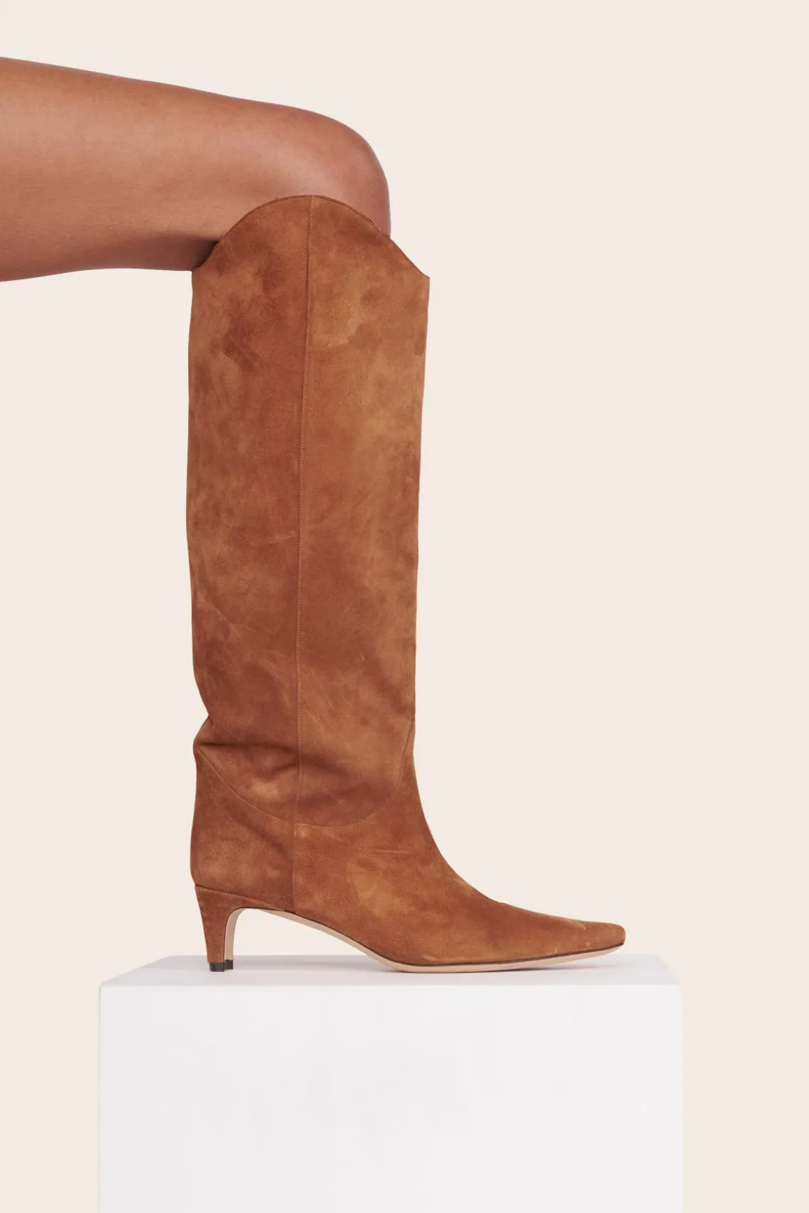 WESTERN WALLY BOOT TAN SUEDE