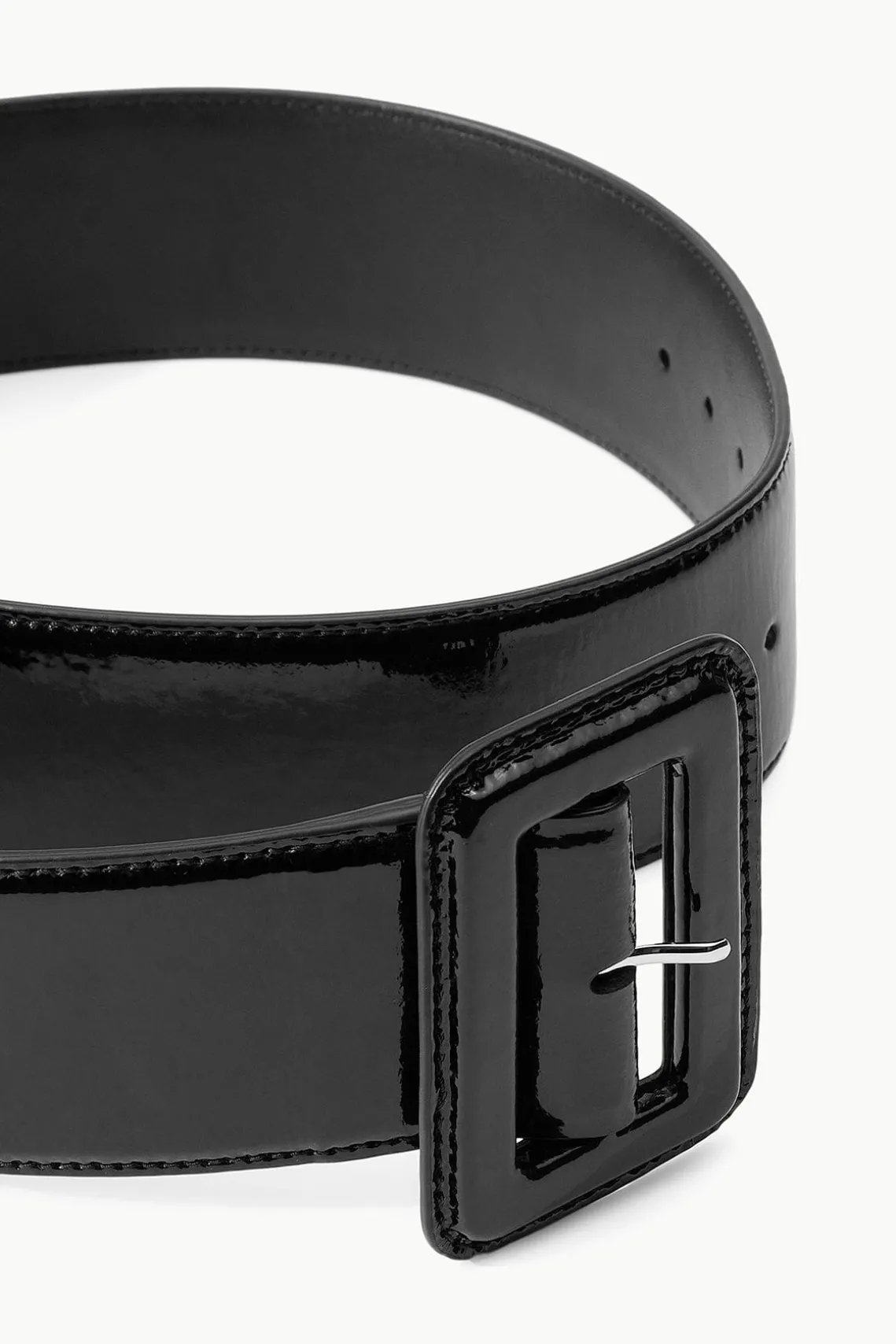 WIDE WAIST BELT BLACK PATENT